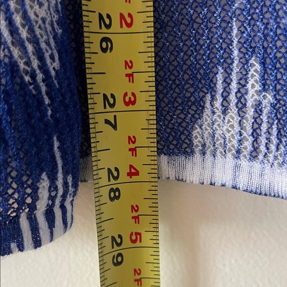 Chico's Blue and White Patterned Cardigan - Picture 3 of 4